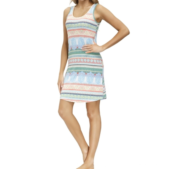 Echo Lounge Sleep Night Dress Chemise Sleeveless Scoop Neck Multicolor L NWT - Picture 11 of 16